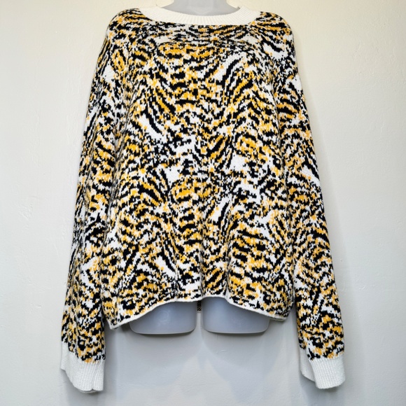 Rachel Comey Animal Print Wide Long Sleeve Wool Blend Stretch Fall Knit Sweater - Picture 2 of 14